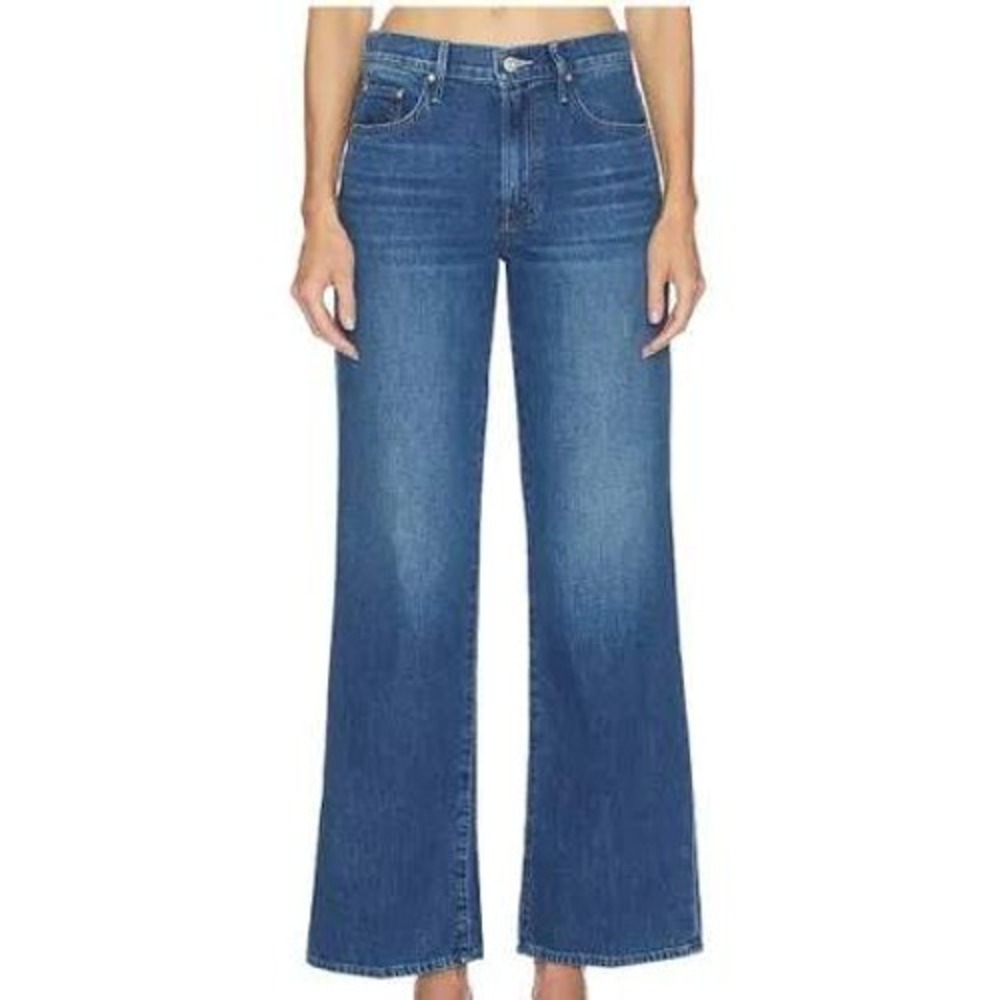 Mother Jeans Women 27 Blue The Roller Fray Wide Leg High Rise Denim Raw Hem - Picture 2 of 10